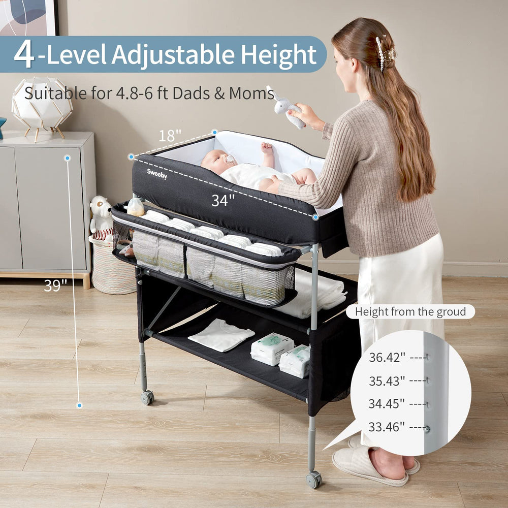 Sweeby waterproof pad close-up showing easy-clean surface for mess-free changes