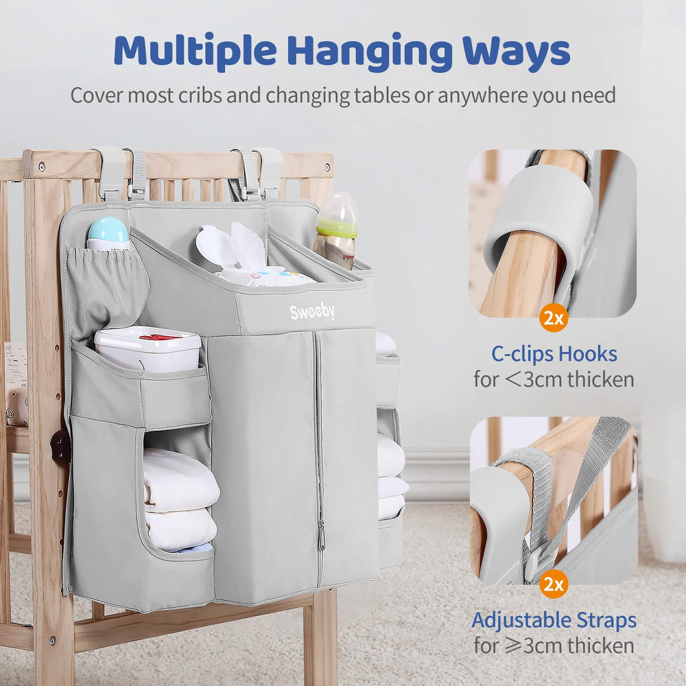 Sweeby crib installation showing versatile hanging option for nursery setup