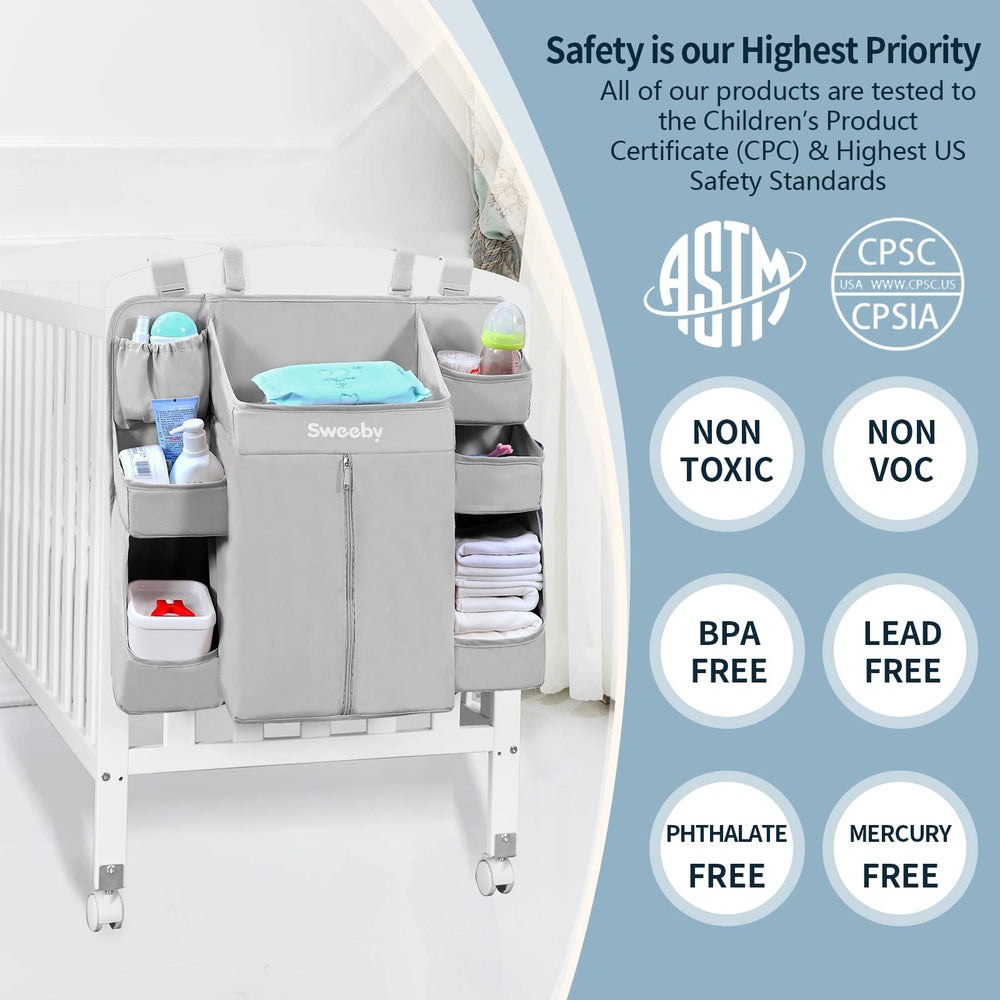Sweeby full-shelf view highlighting organized storage for diapers and lotions