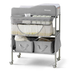 Sweeby portable changing table foldable design enables quick setup in small nurseries.