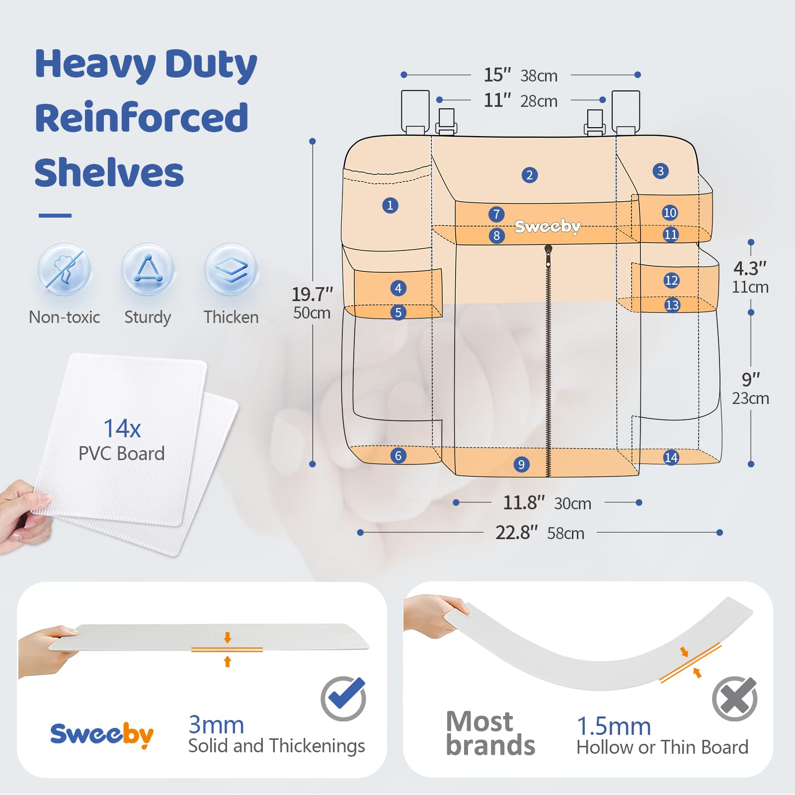 Sweeby diaper caddy with washable surface for quick cleaning between uses
