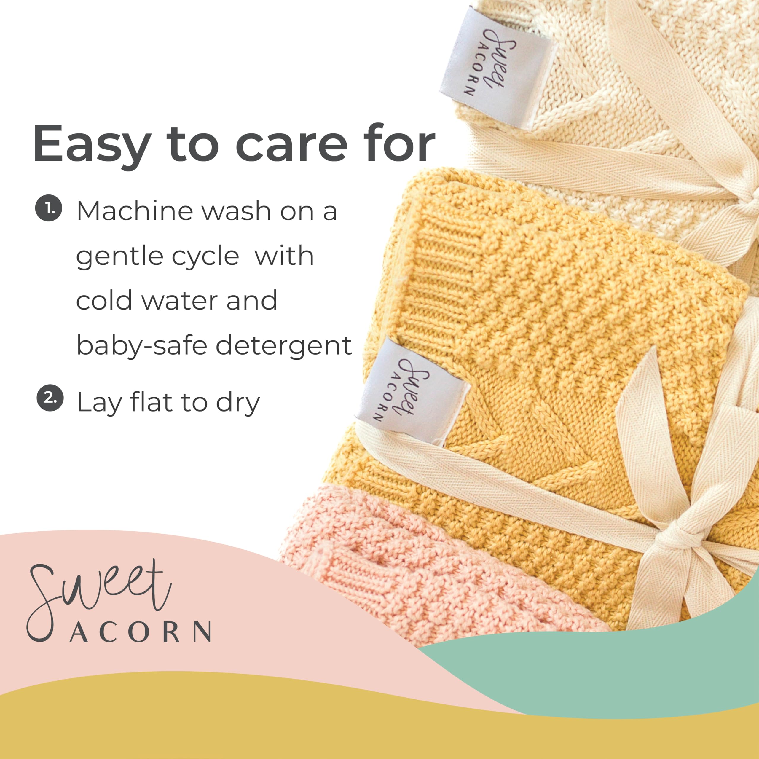 Sweet Acorn baby blanket six colors display versatile decor options for nurseries.