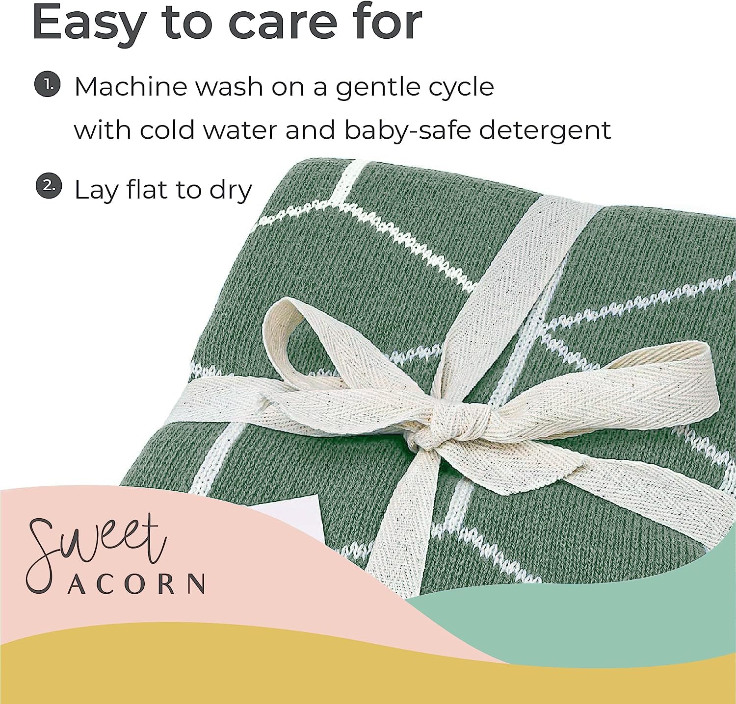 Sweet Acorn blanket color options Fog Grey, Dahlia Pink, Bay Blue for nurseries.