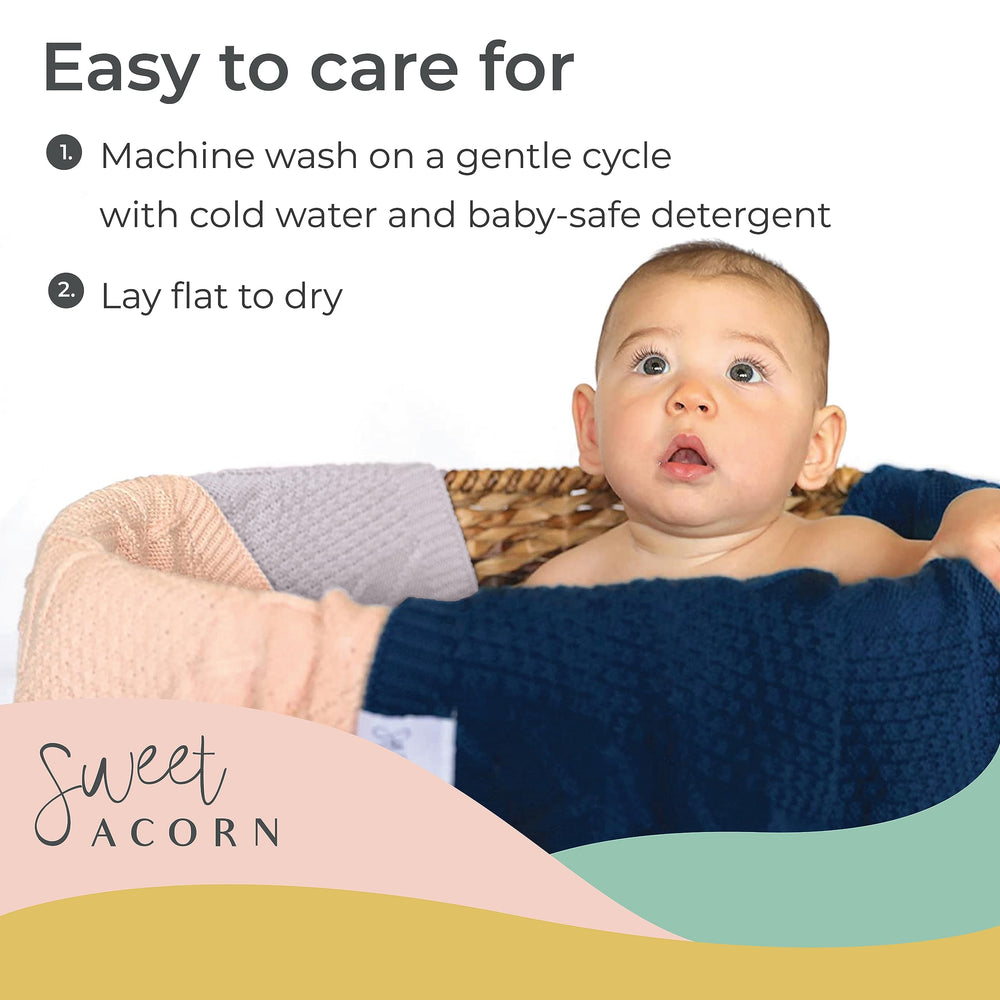 Sweet Acorn knit blanket easy-care instructions support cold-wash maintenance