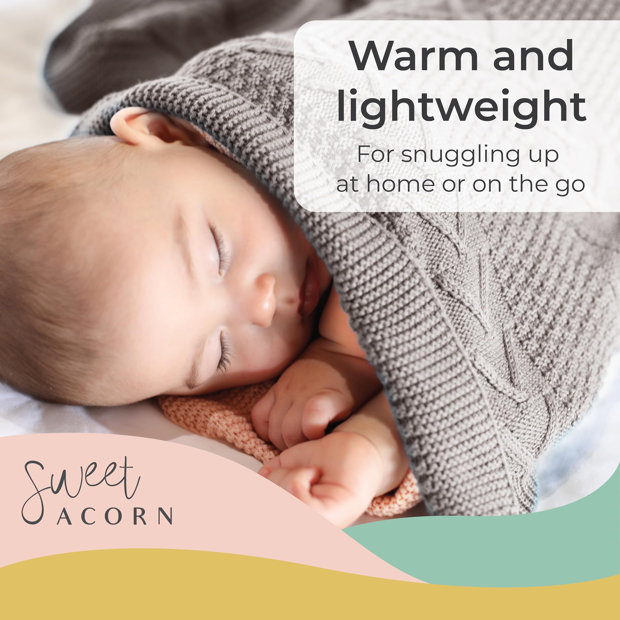 Sweet Acorn knit blanket six-color palette enables versatile nursery styling