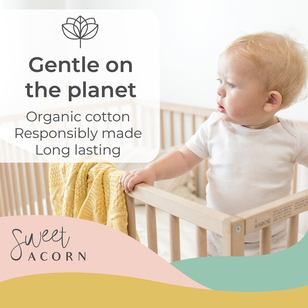 Sweet Acorn organic cotton blanket crib size ready for safe, soft naps.