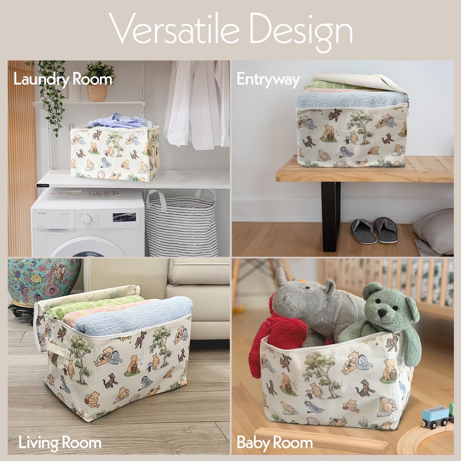 Sweet Baby Co Winnie Pooh basket bottom detail highlights sturdy support.