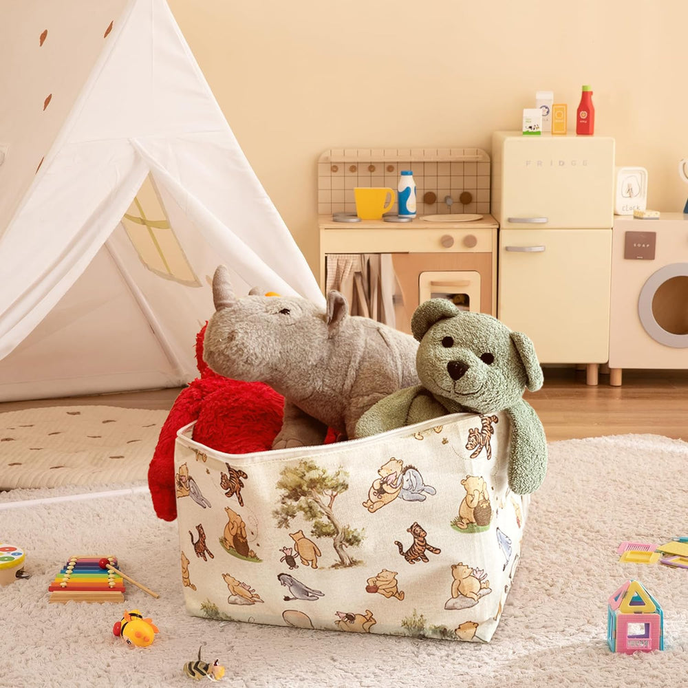 Sweet Baby Co Winnie Pooh basket as nursery decor and keepsake organizer.