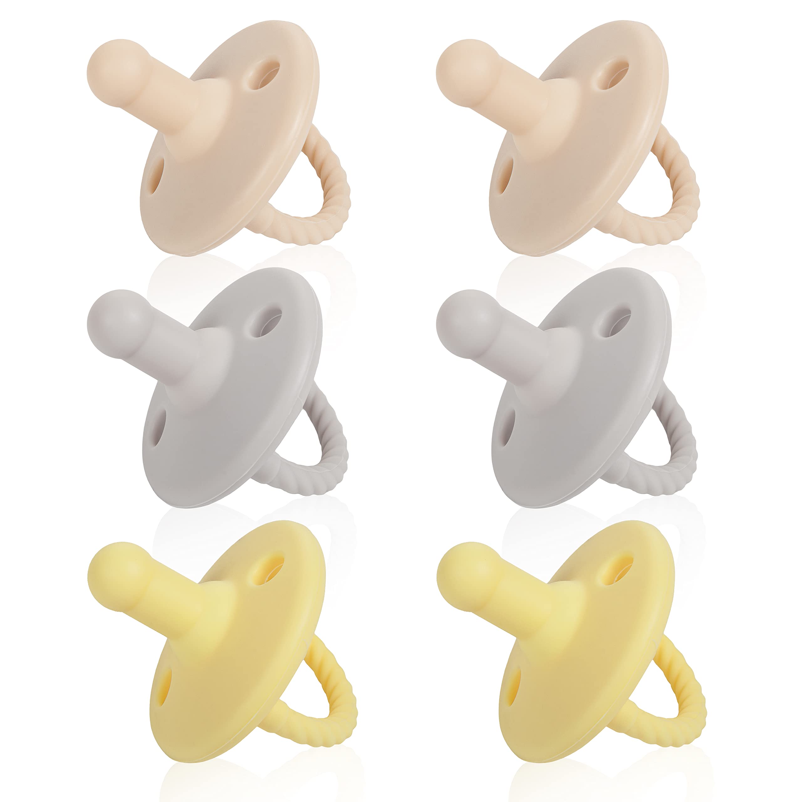 Sweet Child pacifiers 0-18 months six-pack ultra-light silicone binkies with collapsible handles for easy grip