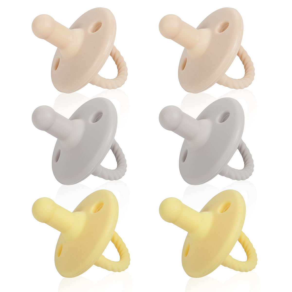 Sweet Child pacifiers 0-18 months six-pack ultra-light silicone binkies with collapsible handles for easy grip