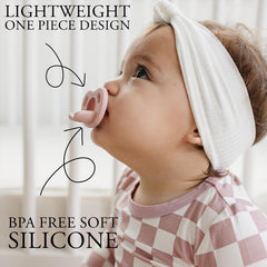 Sweet Cotton Baby natural latch pacifier showing calm feeding use