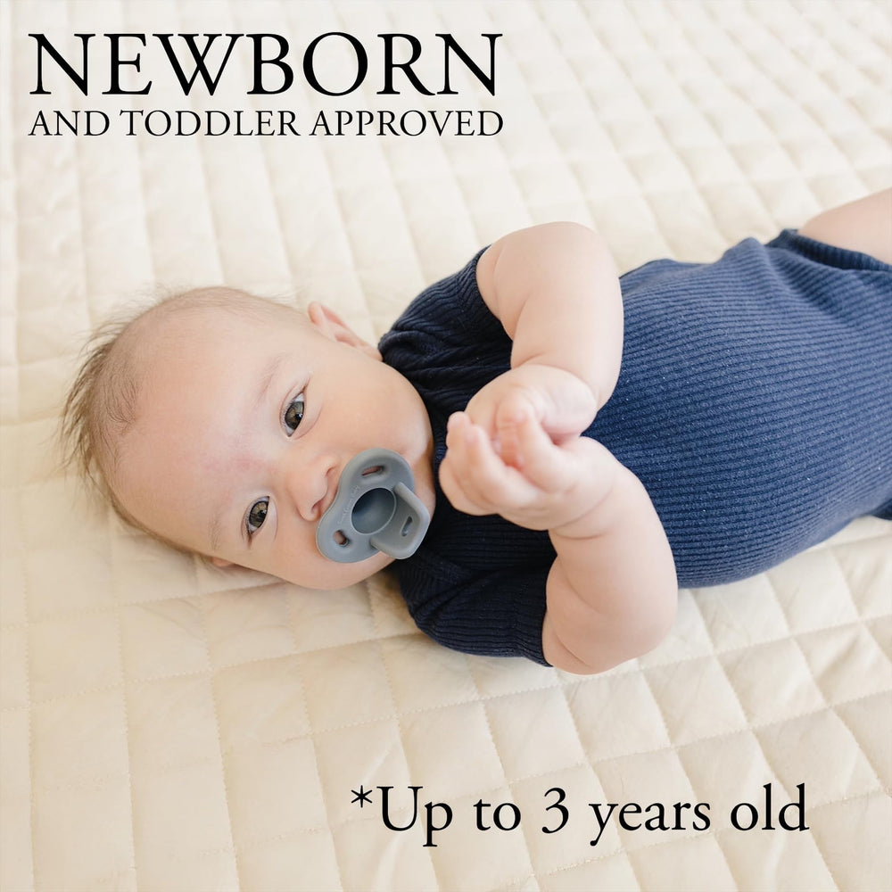 Sweet Cotton Baby pacifier dishwasher-safe icon communicates easy cleaning for busy parents.