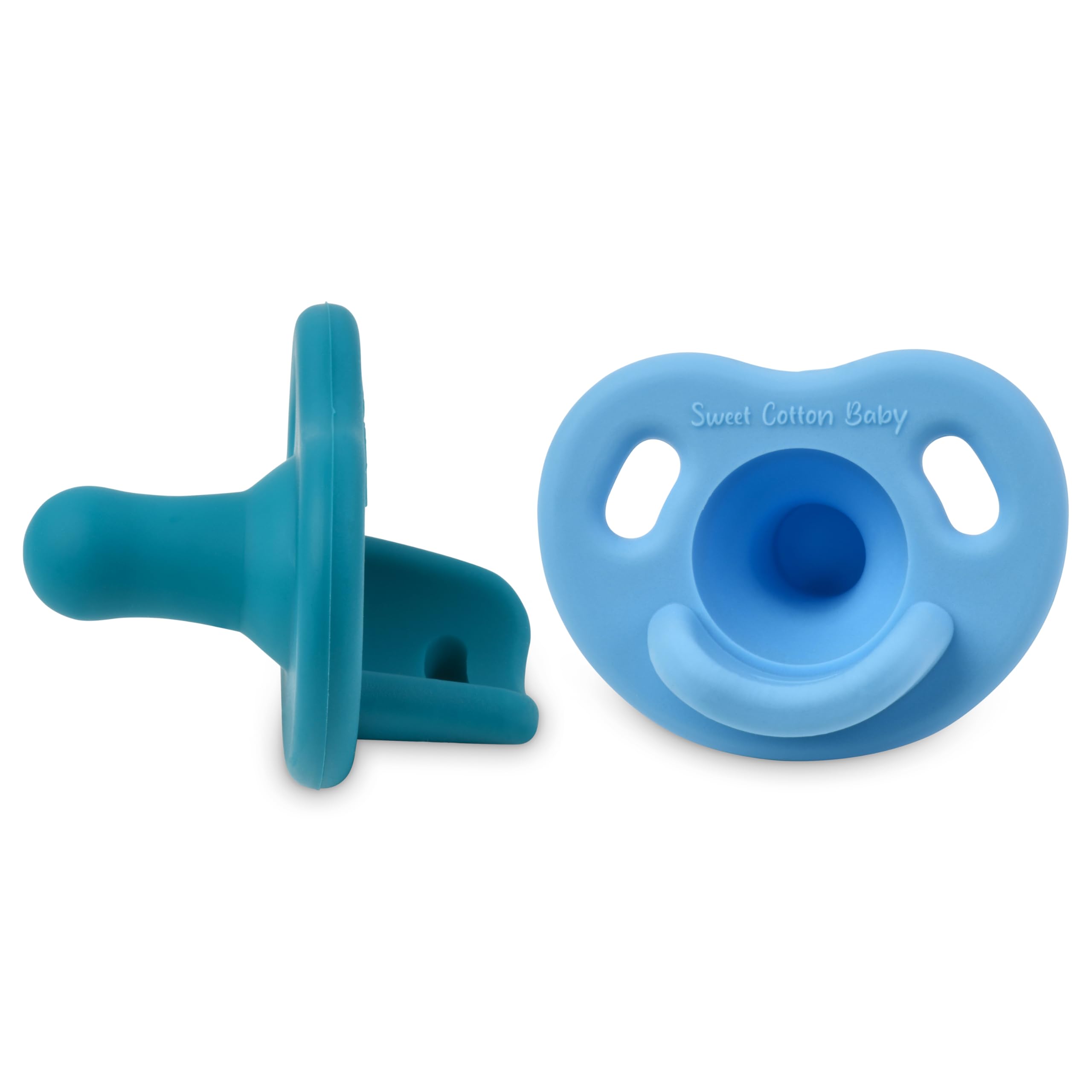 Sweet Cotton Baby pacifier with soft silicone for newborns promoting natural latch.