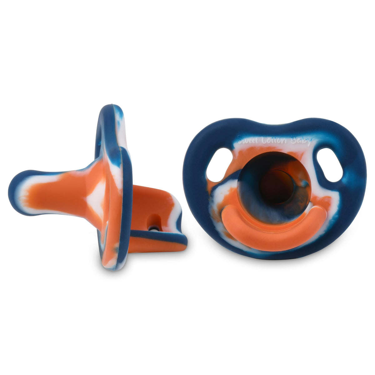 Sweet Cotton Baby pacifier-soft-silicone promotes natural latch for calming comfort.