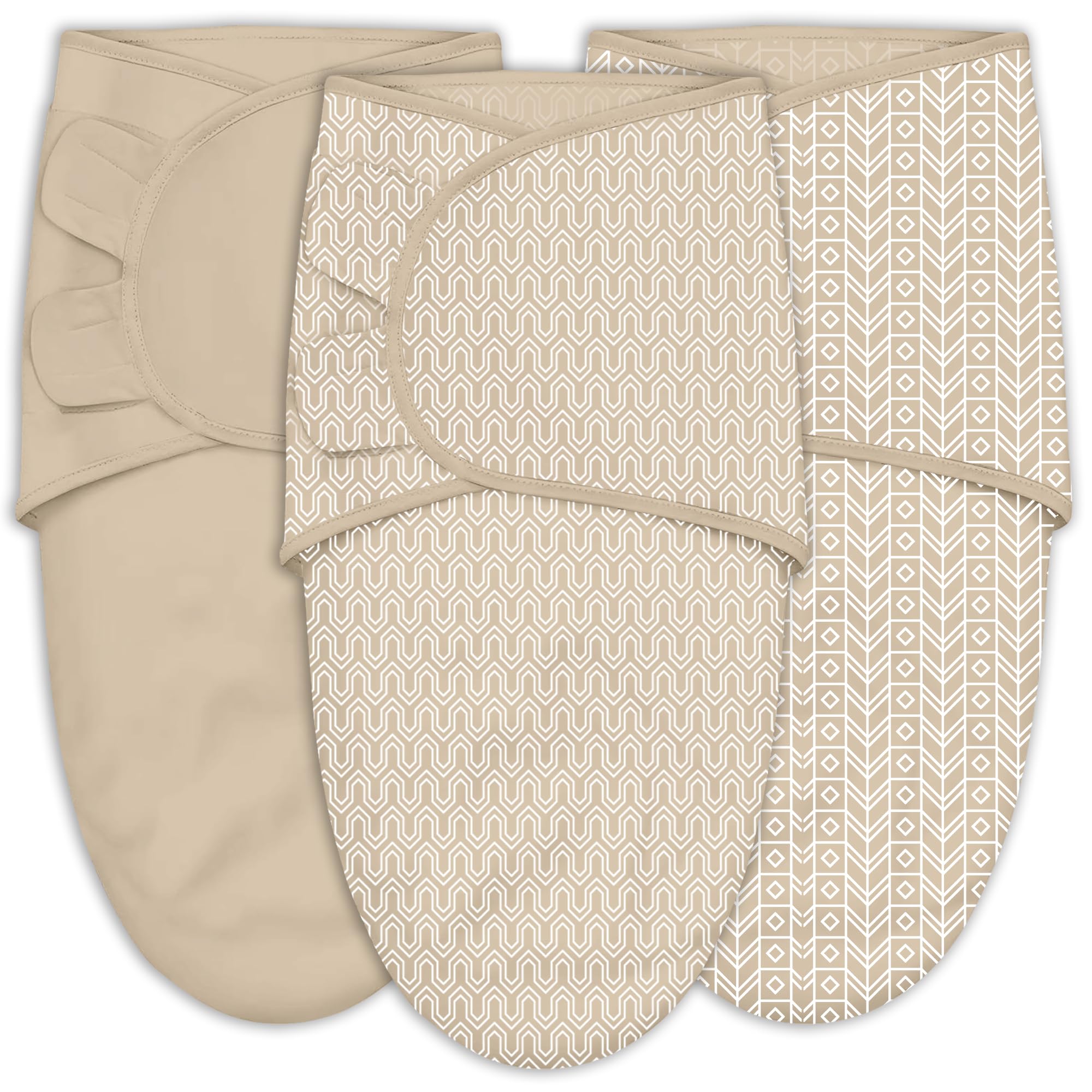 Sweet Dolphin 3-pack brown swaddle sacks for nursery and travel comfort.