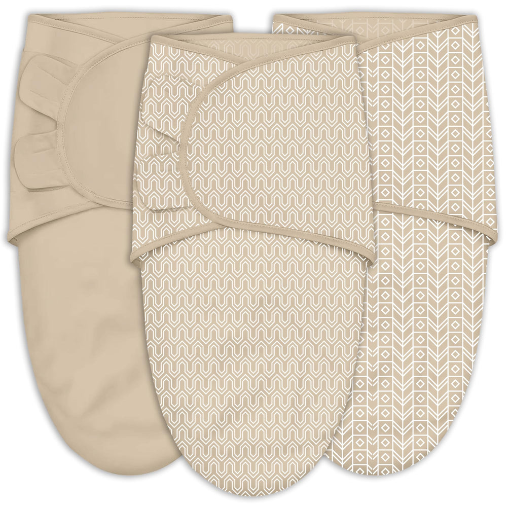 Sweet Dolphin 3-pack brown swaddle sacks for nursery and travel comfort.