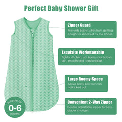 Sweet Dolphin sleep sack green roomy arm and neck openings for secure sleep.