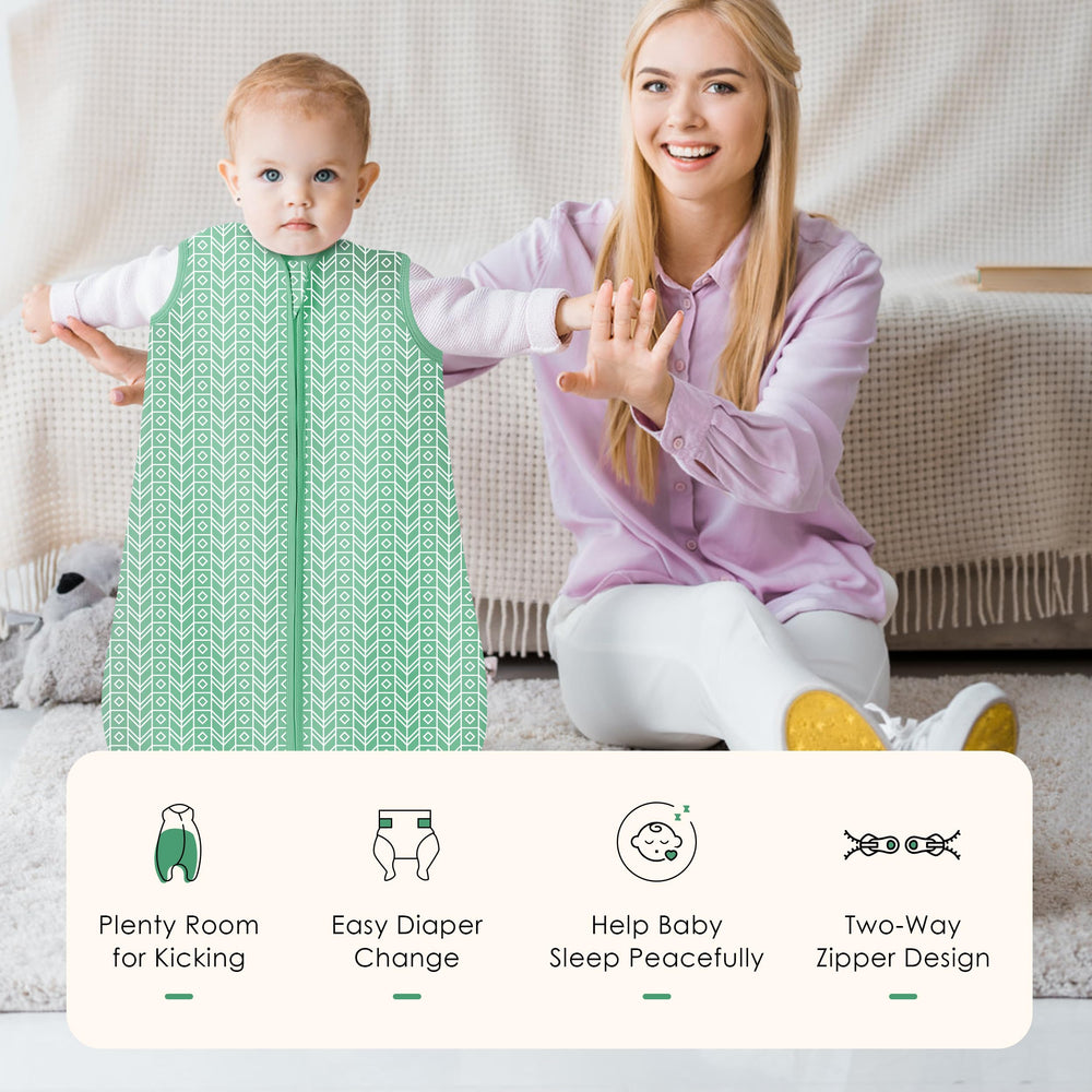 Sweet Dolphin sleep sack green interior zip guard close-up protects delicate skin.