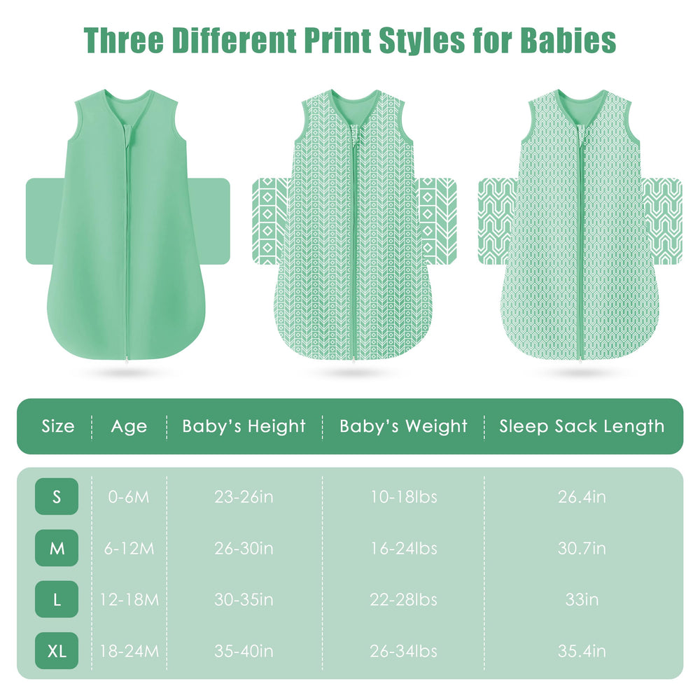 Sweet Dolphin sleep sack green three-pack value for versatile bedtime outfits.