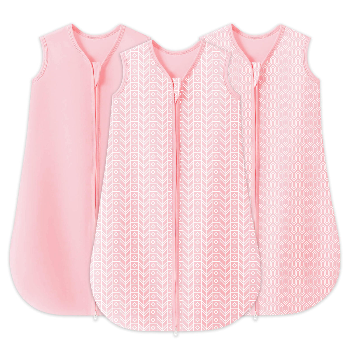 Sweet Dolphin baby sleep sack pink front view for cozy cotton comfort.