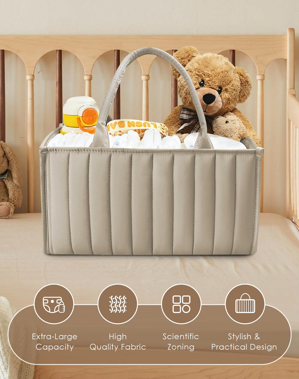 Sweet Dolphin diaper caddy with removable dividers for personalized storage