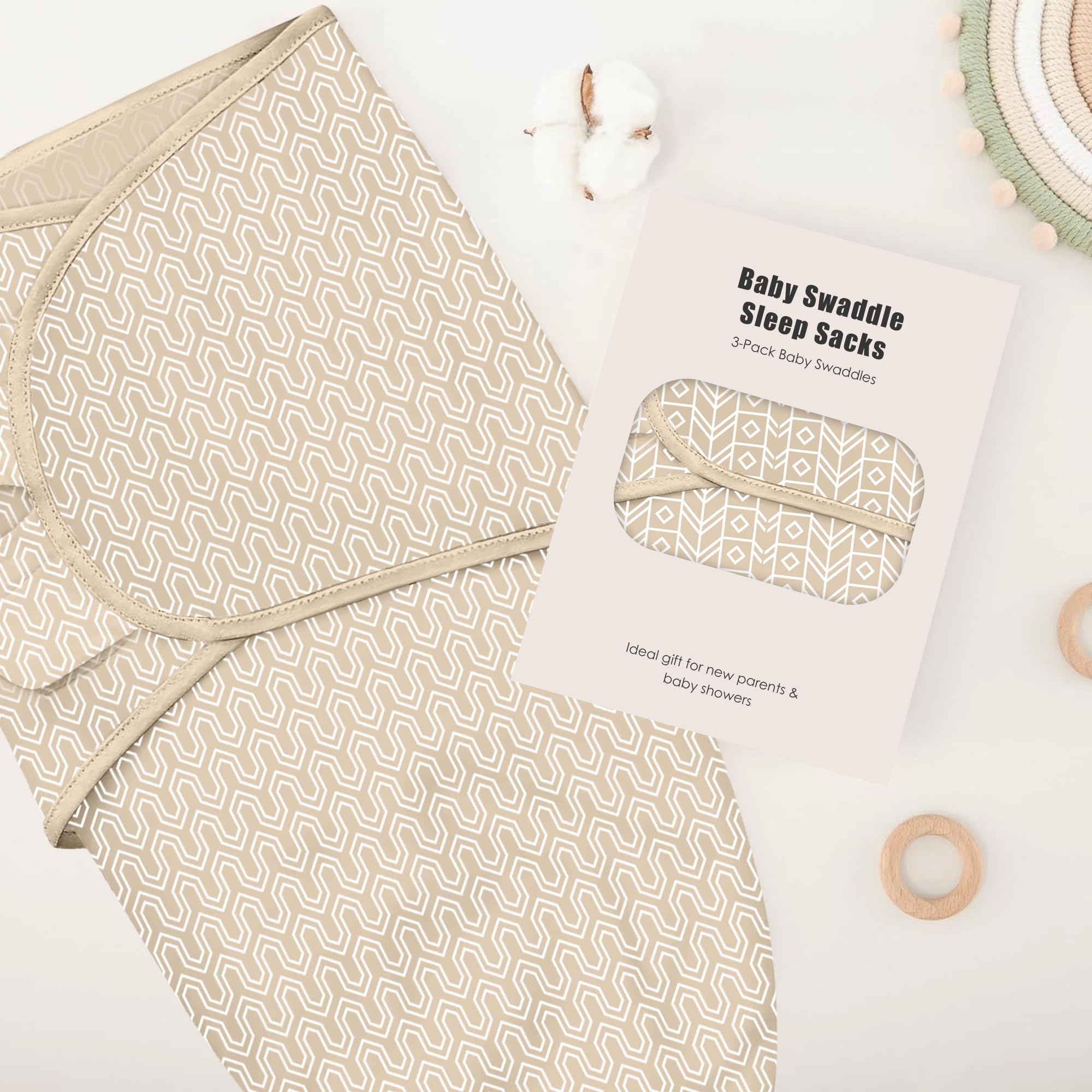 Sweet Dolphin geometric-pattern swaddle brown pack shows stylish versatility.