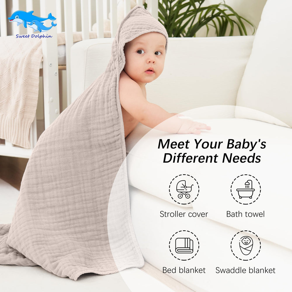 Sweet Dolphin towel color options image demonstrates chic, gender-neutral finishes