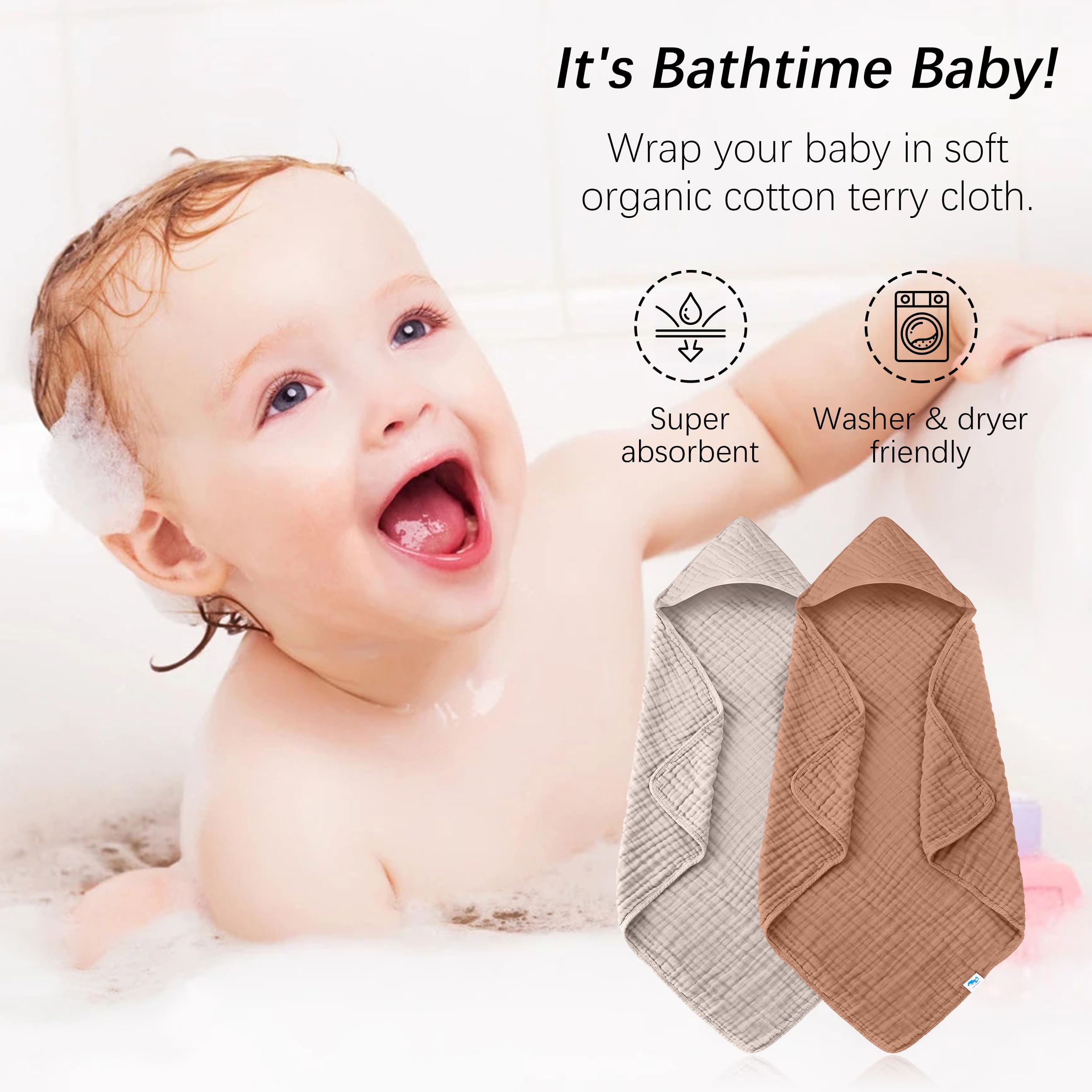 Sweet Dolphin hooded towel laid flat shows baby-sized 32x32 inches ideal from newborn to toddler
