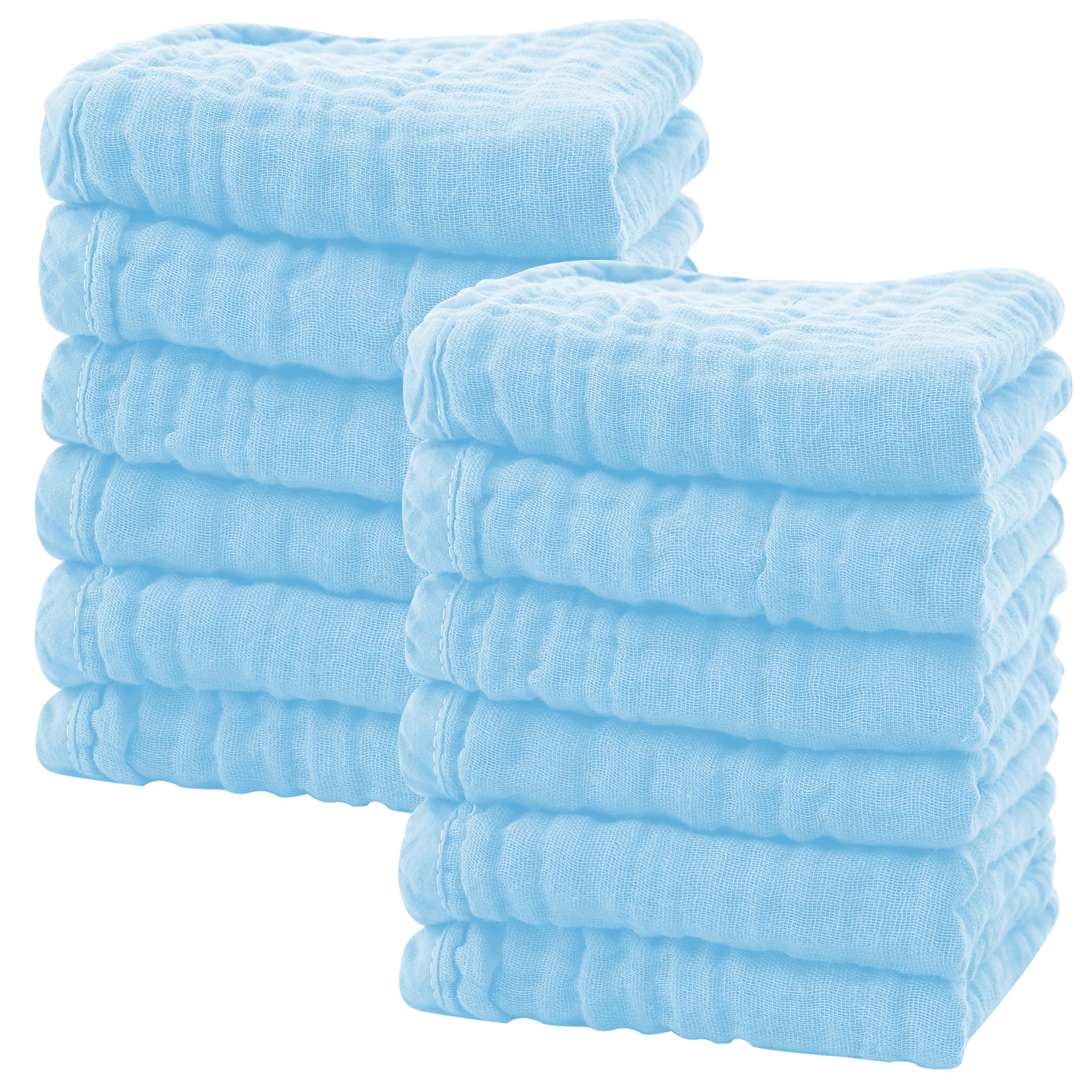 Sweet Dolphin muslin washcloths 10x10 aqua pack — gentle bath for sensitive skin.