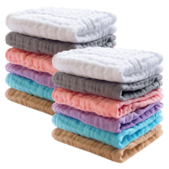 Sweet Dolphin 12-pack muslin washcloths in multicolor, ultra-soft for delicate baby skin