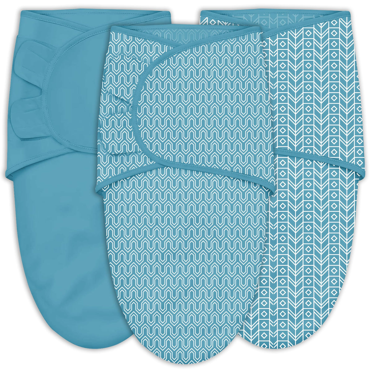 Sweet Dolphin peacock blue swaddle pack shows breathable cotton for secure newborn sleep