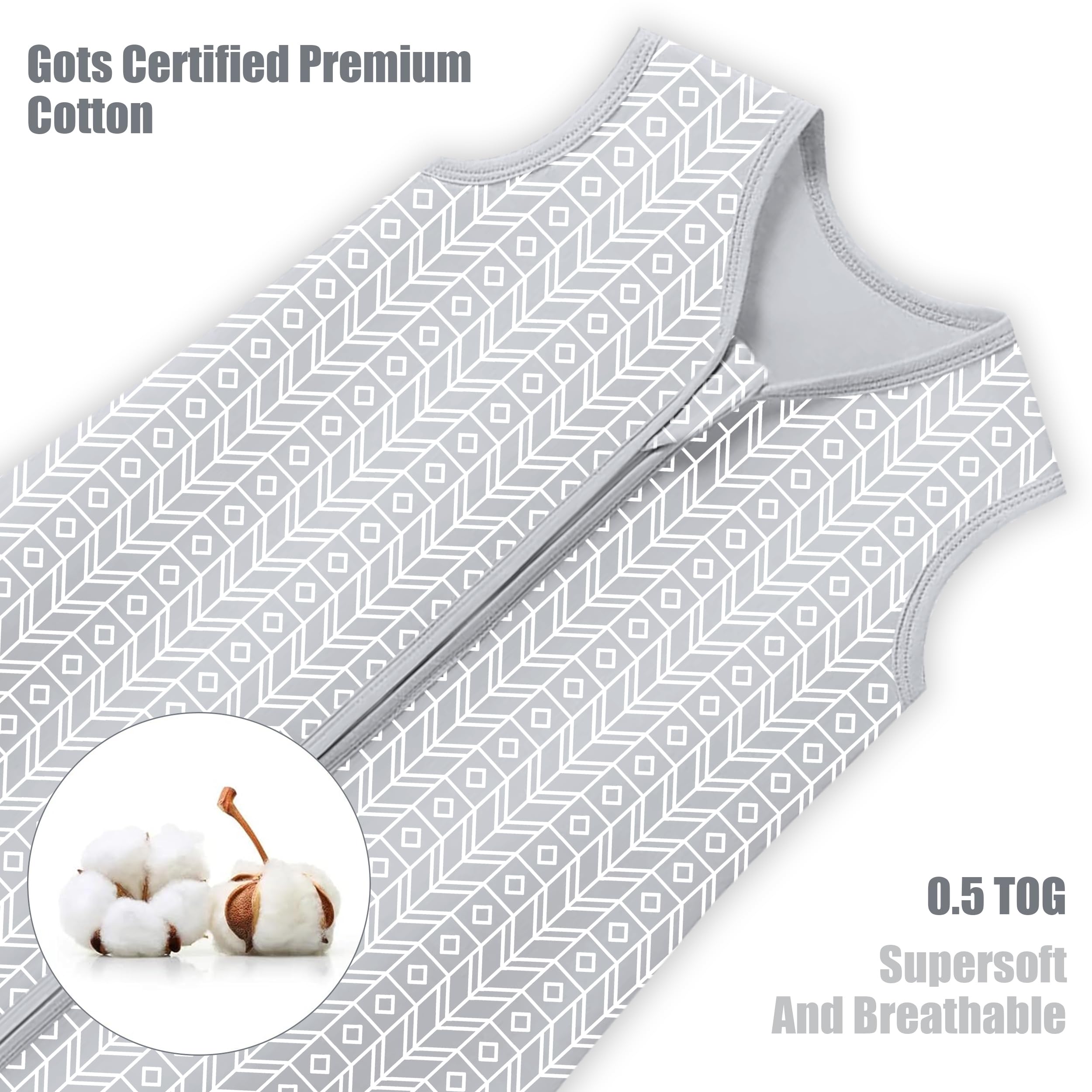 Sweet Dolphin sleep sack with 2-way zipper enables quick diaper changes at night.