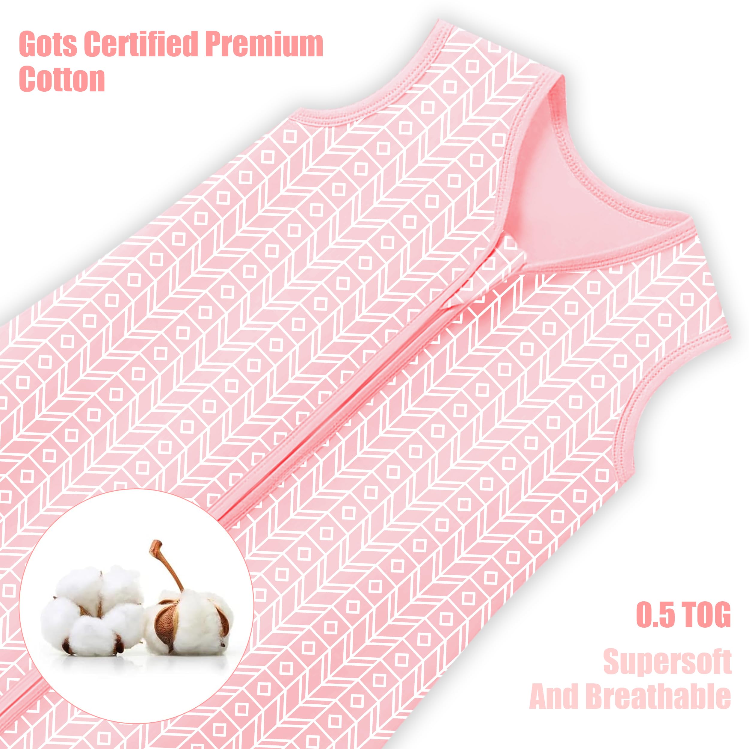 SWEET DOLPHIN sleep sack interior zipper guard protects delicate skin.