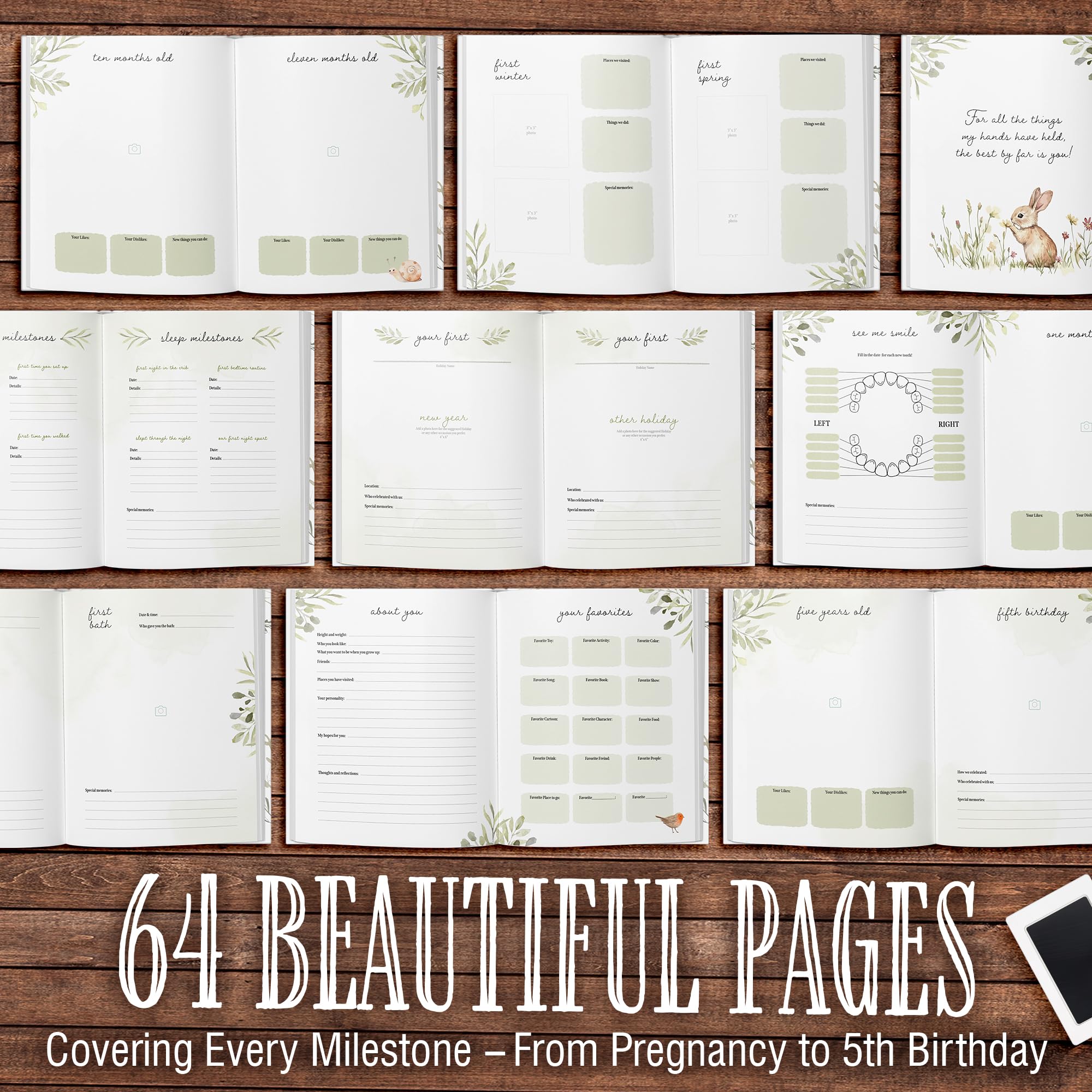 Sweet Hope pregnancy-to-5-years layout captures milestones from pregnancy to childhood