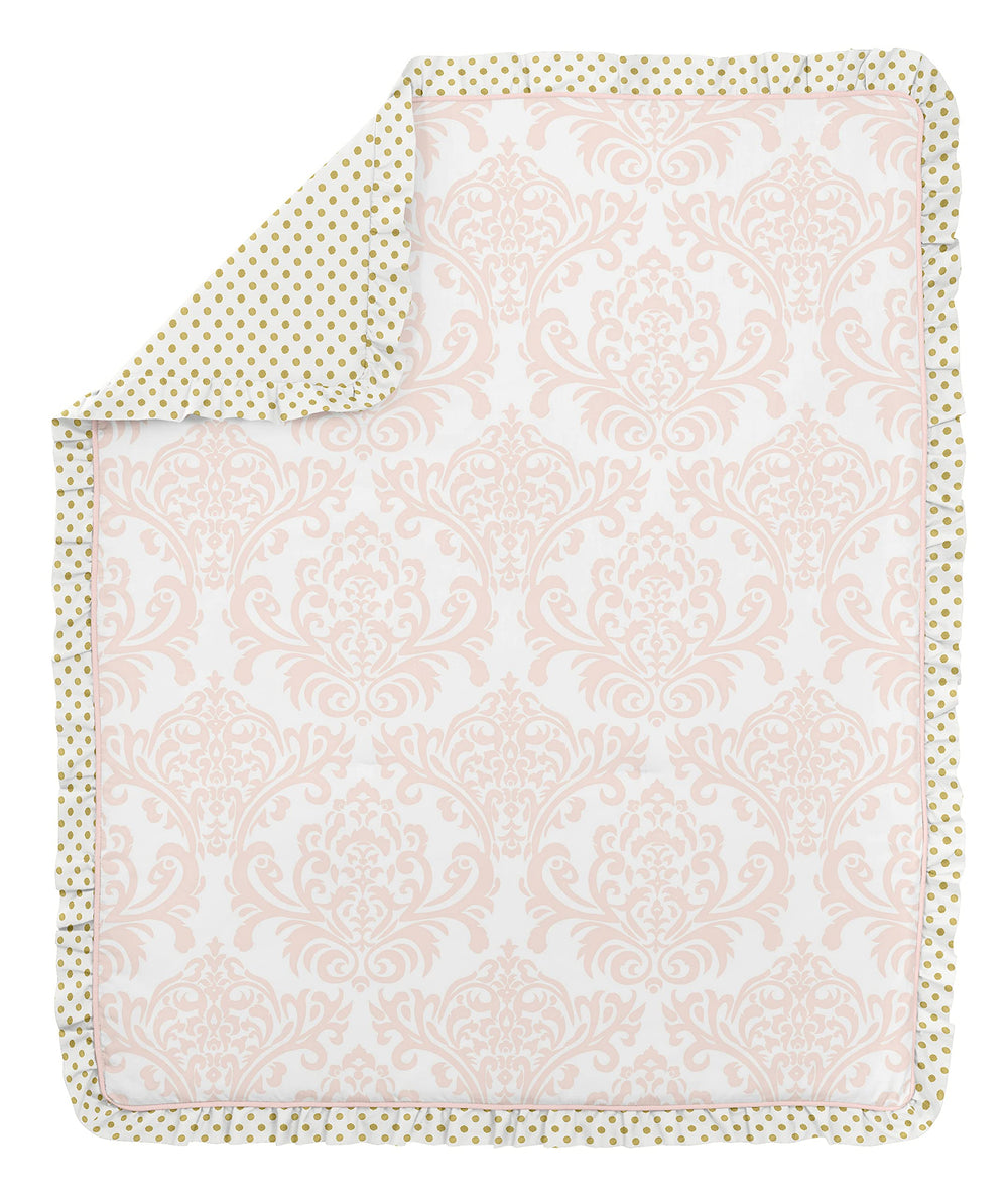 Sweet Jojo Designs Amelia crib skirt detail for tidy, polished crib appearance.