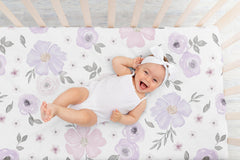 Sweet Jojo Designs crib sheets with snug-fit elastic edge minimize shifting.