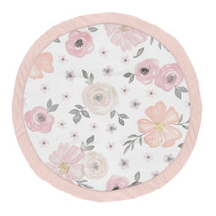 Sweet Jojo Designs baby play mat round pink grey boho floral provides a soft, moisture-wicking tummy time surface.