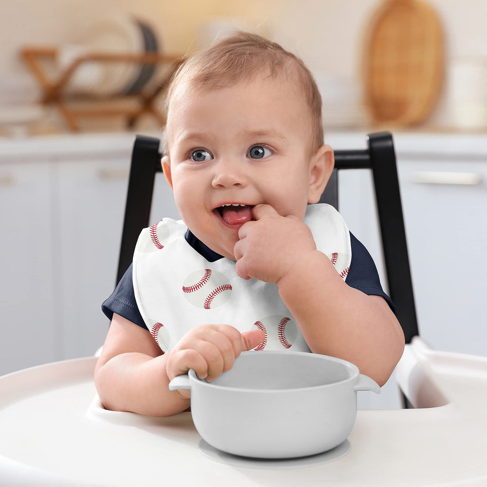 Sweet Jojo Designs baseball bib set 3-pack packaging is gift-ready.