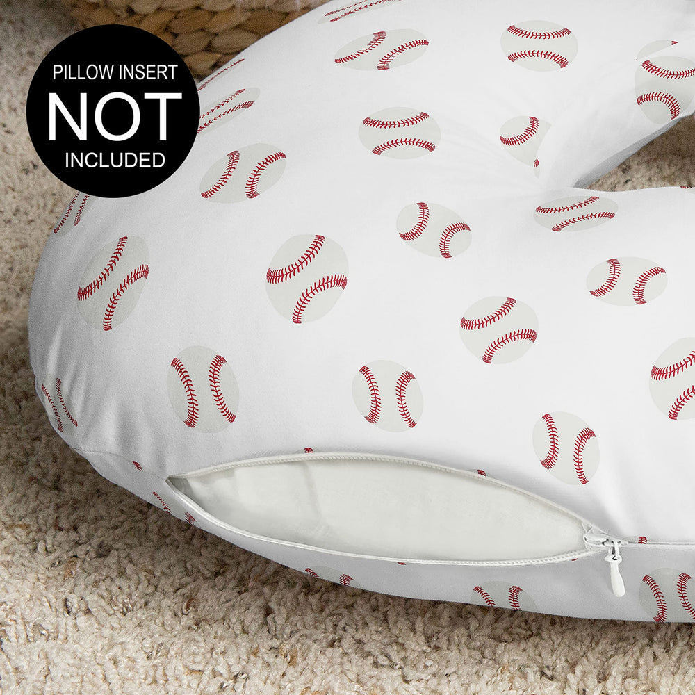 Sweet Jojo Designs baseball pillow cover closeup-knit reveals soft stretch fabric for snug fit