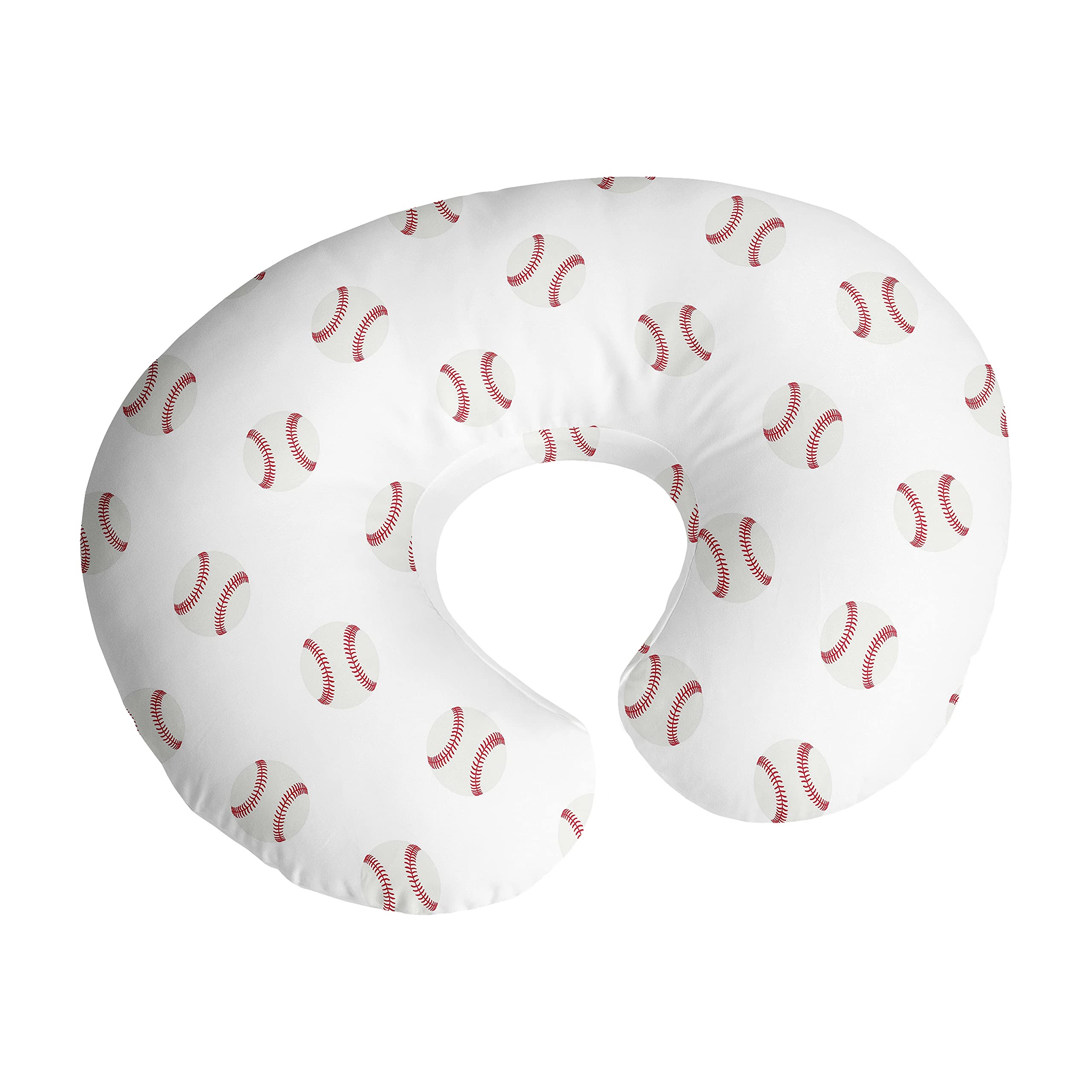 Sweet Jojo Designs baseball pillow cover front view shows durable knit fabric for easy daily feeding