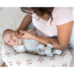 Sweet Jojo Designs baseball pillow cover side view highlights red and white Americana pattern, helping keep pillows clean