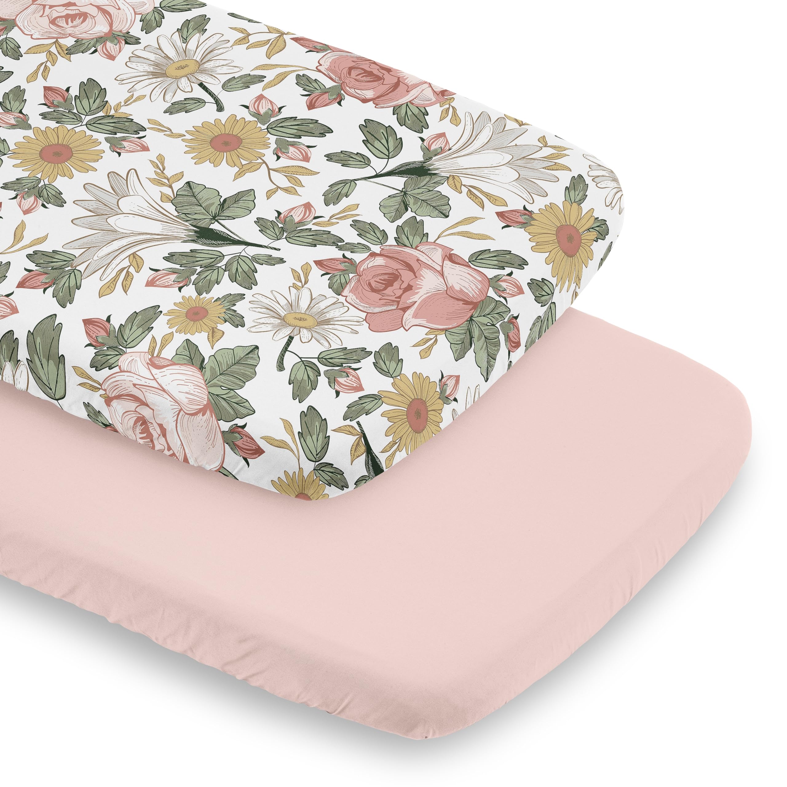 Sweet Jojo Designs bassinet sheets Boho Vintage Floral packaging, ideal gift-ready set for baby showers