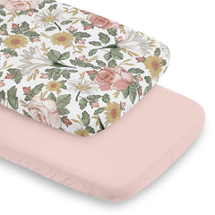 Sweet Jojo Designs bassinet sheets Boho Vintage Floral packaging, ideal gift-ready set for baby showers