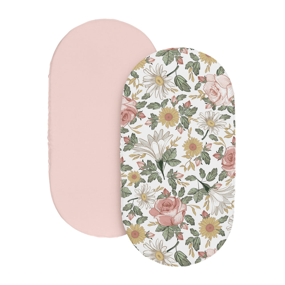 Sweet Jojo Designs bassinet sheets close-up fabric texture, ultra-soft microfiber for newborn comfort