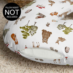 Sweet Jojo Designs bear fox hedgehog print nursing pillow cover; playful nursery accent