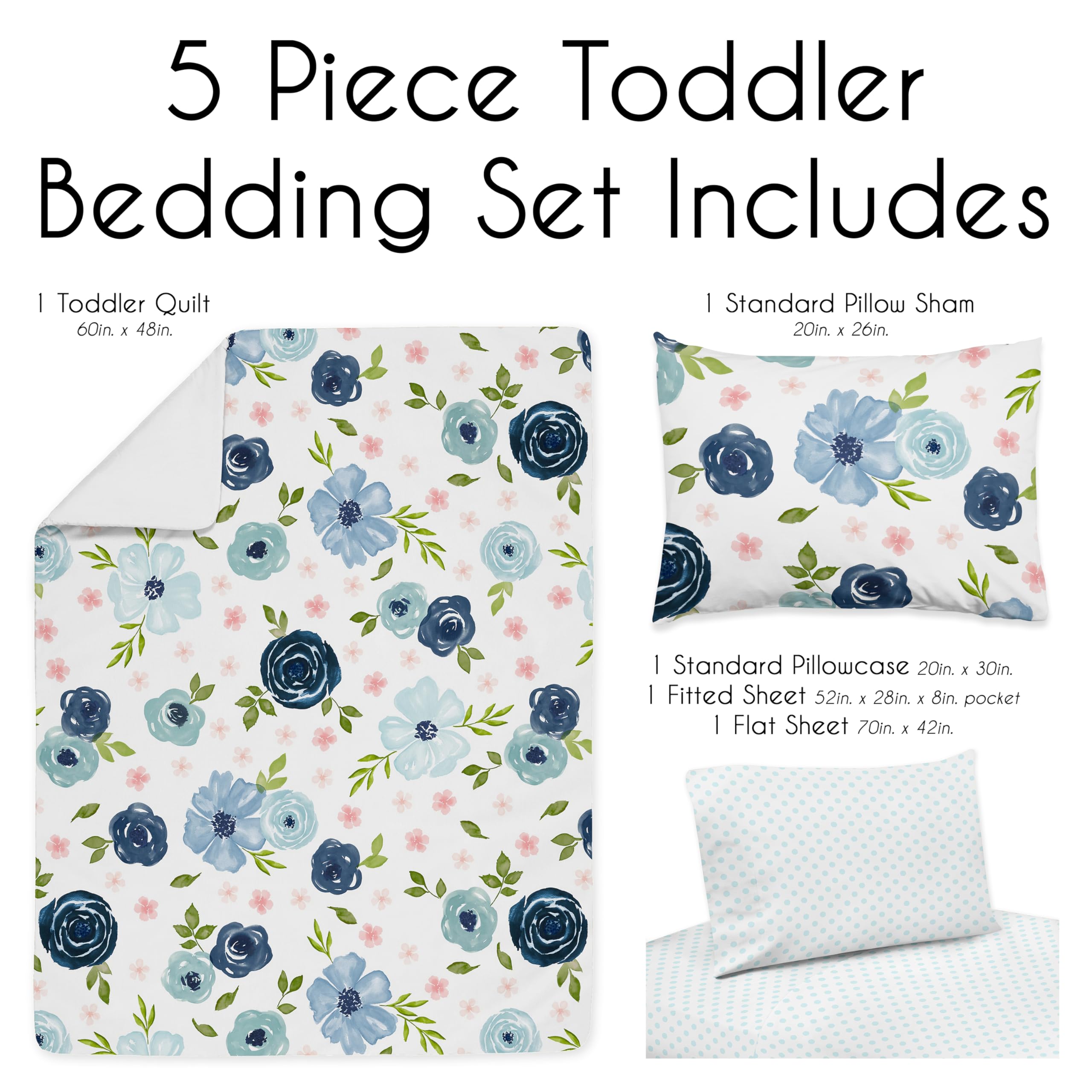 Sweet Jojo Designs blue polka dot pillowcase adds playful room charm