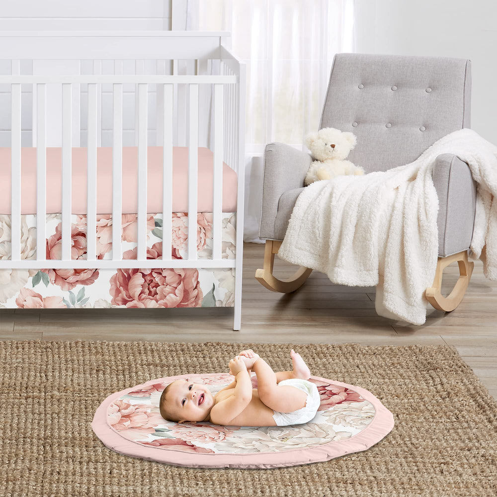 Sweet Jojo Designs blush pink boho floral print adds cozy nursery style and charm