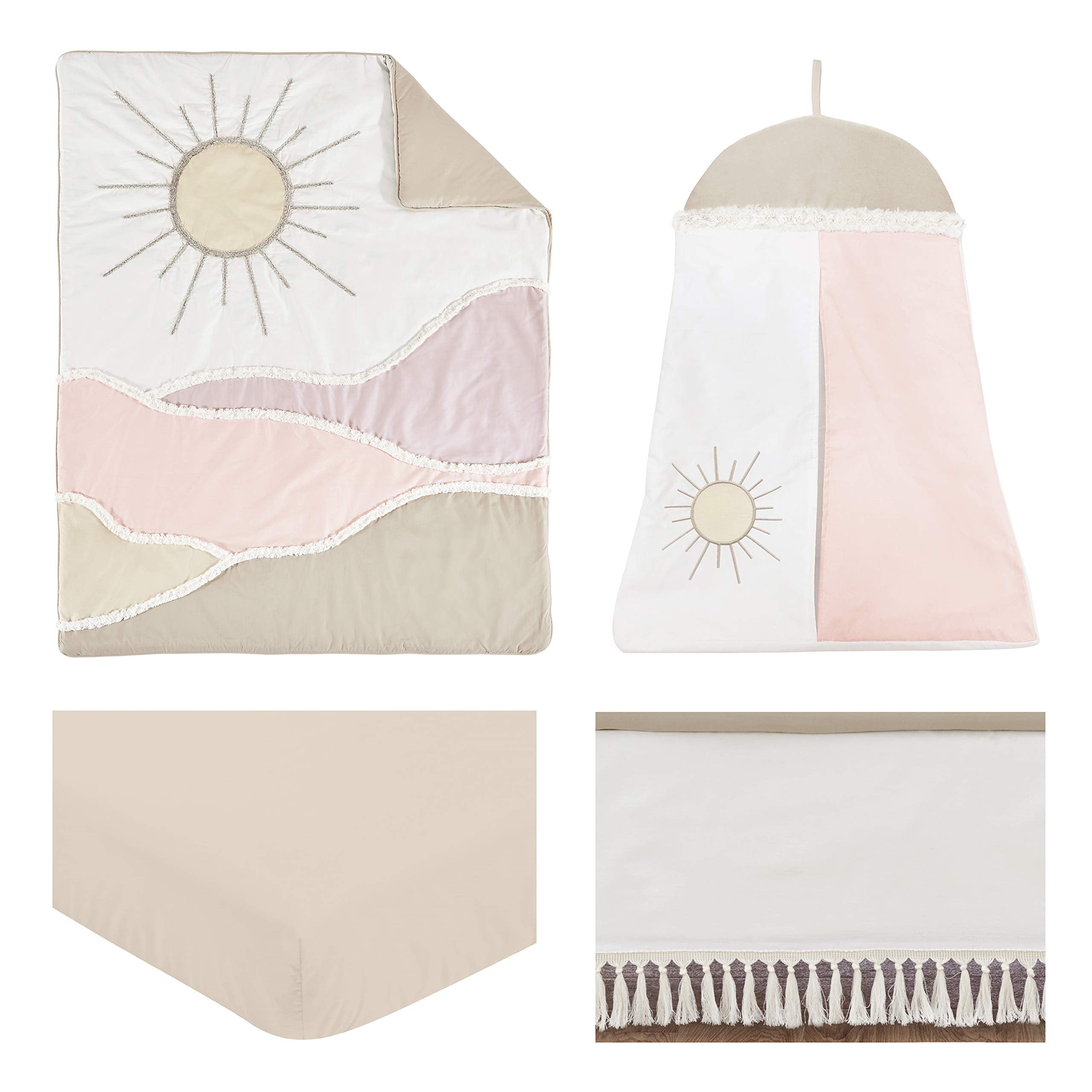 Sweet Jojo Designs desert sun crib sheet offers breathable 100% cotton fit for nights.