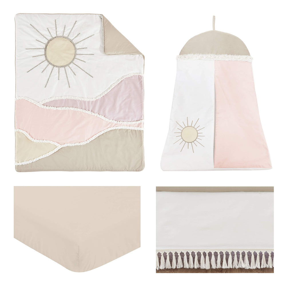 Sweet Jojo Designs desert sun crib sheet offers breathable 100% cotton fit for nights.