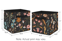 Sweet Jojo Designs boho wildflower bin on shelf highlights decorative storage in nursery.